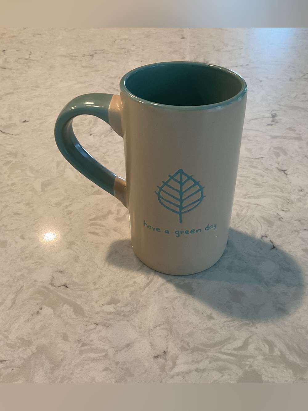 Life is Good Ceramic 5“ Mug Inscribed “Good Karma” & “Have A Good Day”